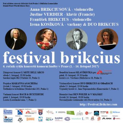 Festival Brikcius - 6. ročník cyklu koncertů komorní hudby v Praze (1. - 16. listopad 2017)